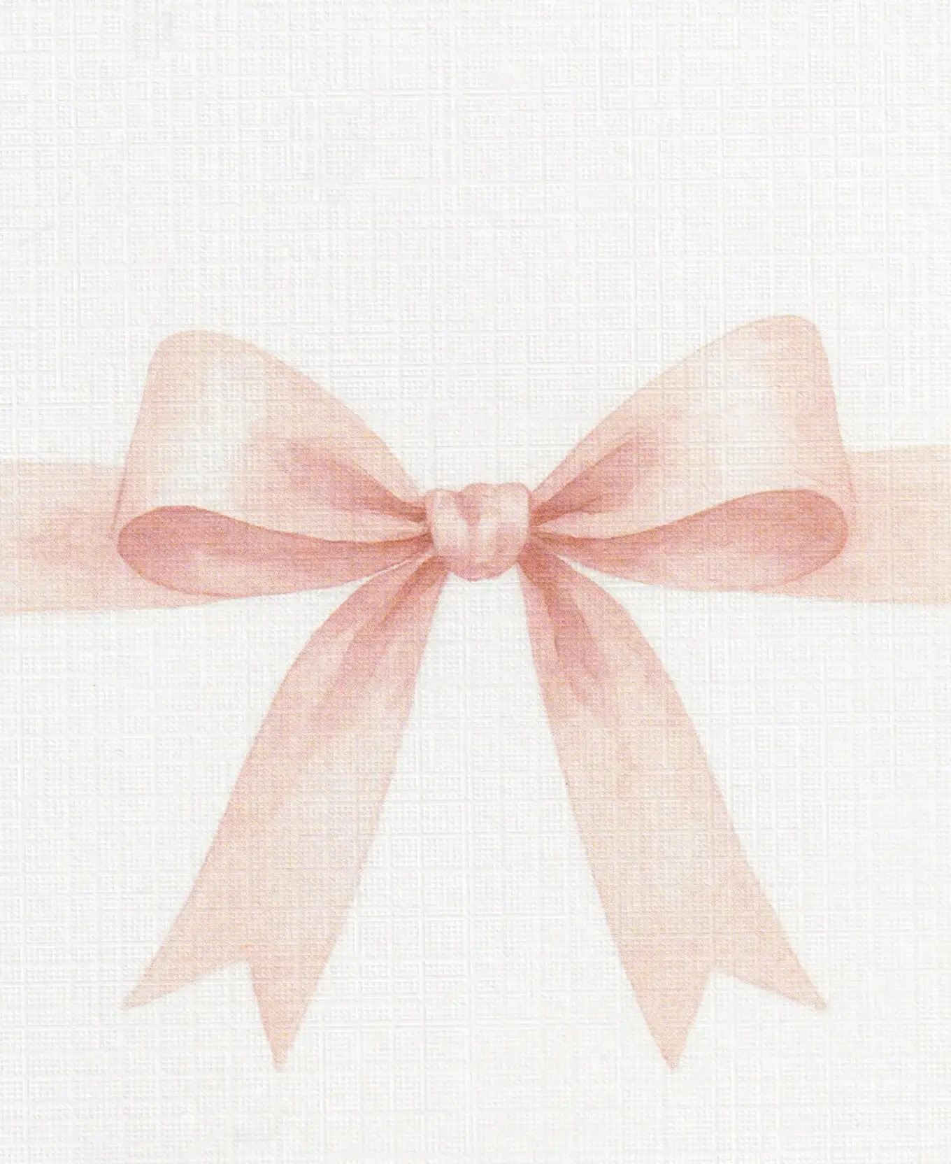 Close-up of a Ladoomail gift card printed with a hand-drawn dusty pink ribbon bow on textured card.